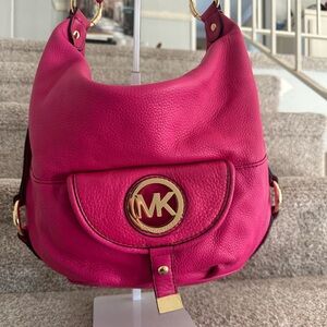Michael Kors Pink Leather Hobo Shoulder Bag